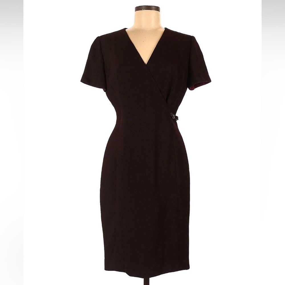 Ann Taylor Chocolate Brown Wrap-Style Midi Dress